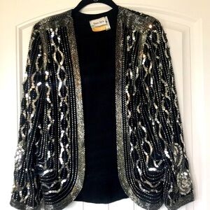 Vintage Neiman Marcus Jack Bryan Sequin Evening Jacket Sz 10